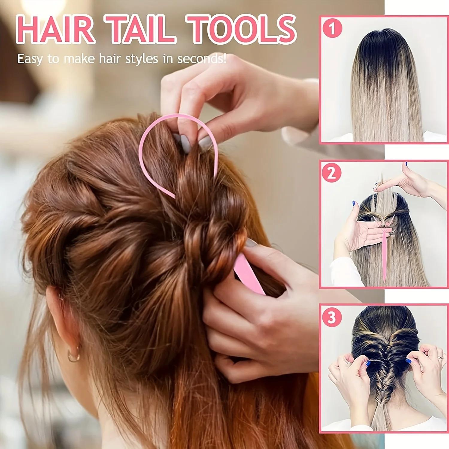 WANMEI – outil de bandeau 4 pièces, outil de tressage de cheveux avec peigne à queue de souris, diss
