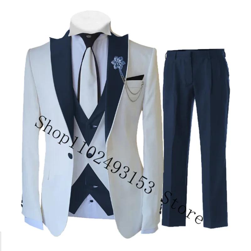 Costume 3 Pièces Bleu Royal pour Homme, Smoking Formel d'Affaires, Slim Fit, pour Mariage, Blazer Gr