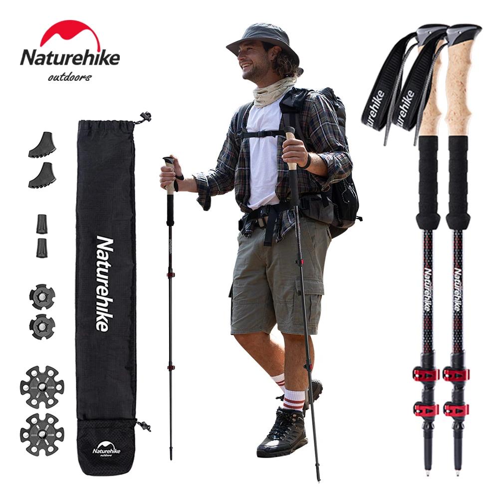 Naturehike baton de randonnée 2 pièces baton telescopique Fibre de carbone baton de marche randonnée