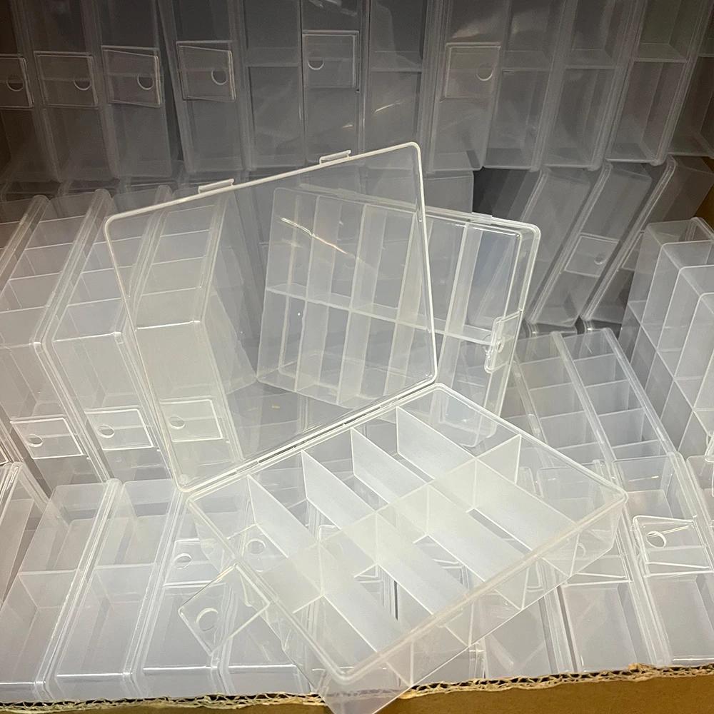 Boîte de rangement transparente vide pour feuilles d'ongles, 10 grilles, en plastique, pour bijoux,
