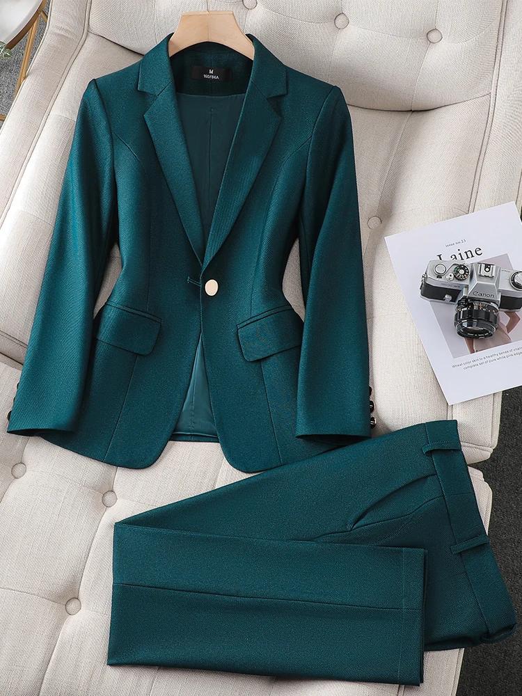 Blazer et pantalon imbibés pour femmes, veste formelle solide, surintendant, vêtements de travail d'