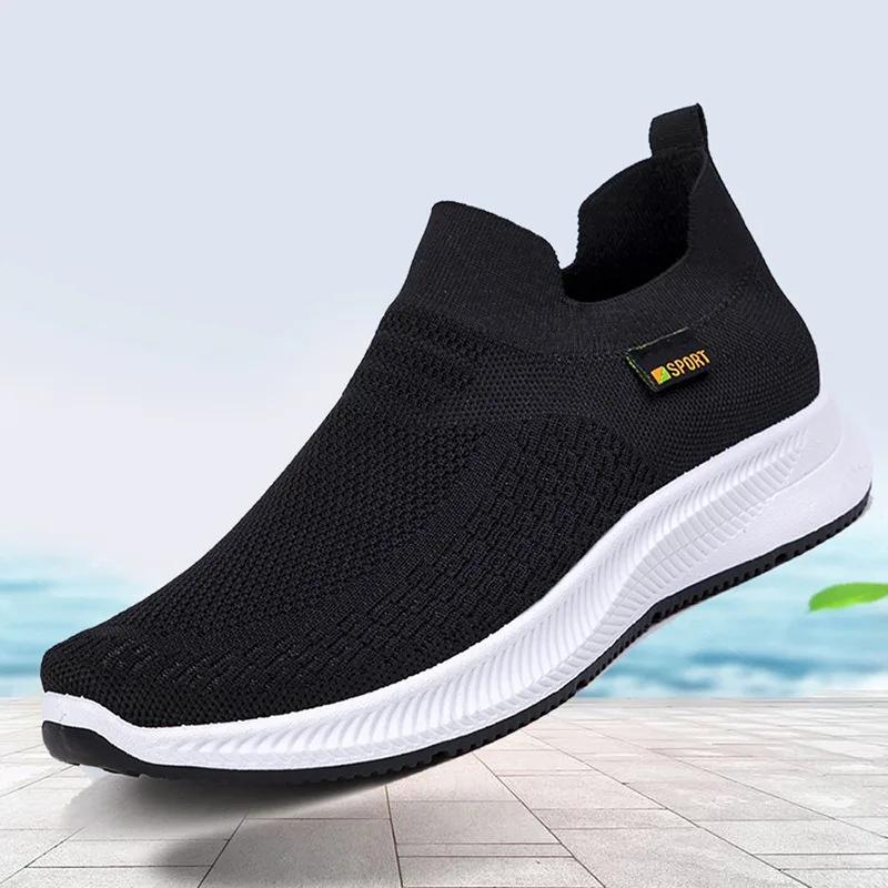 Hommes chaussures de marche tricot maille respirant baskets légères baskets à enfiler hommes chaussu