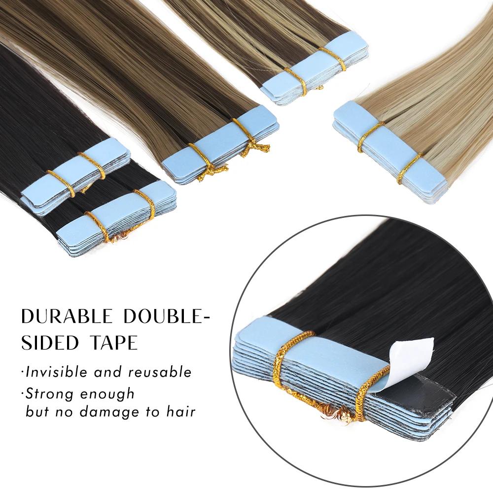 20 pouces 10 pièces bande dans les Extensions de cheveux synthétique longue bande droite postiche sa