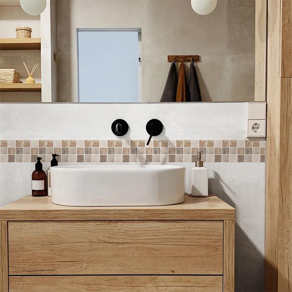 Mosaïque salle de bain taille ligne Stickers muraux imperméable Peel & Stick Art dosseret cuisine bu
