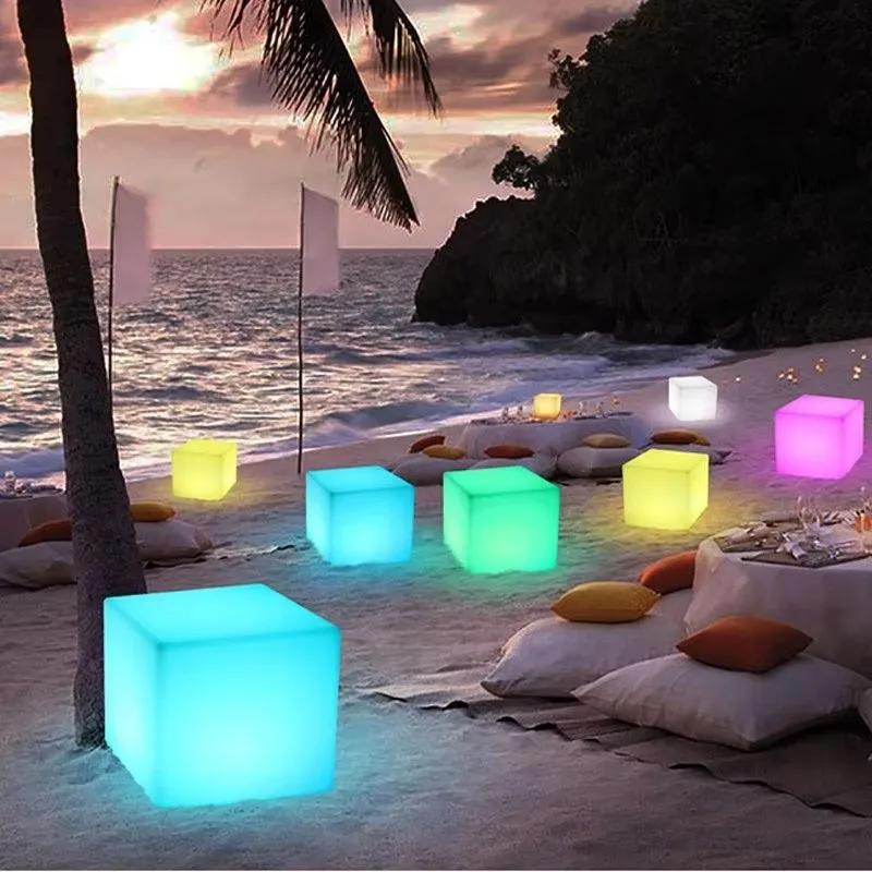 Siège Cube électroluminescent LED télécommandé pour l'extérieur, 16 couleurs, tabourets de Bar KTV,