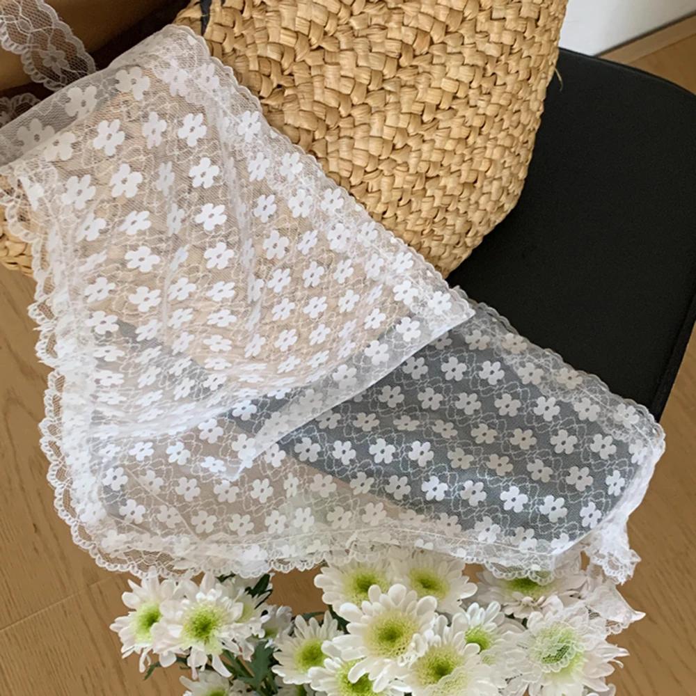 Dentelle fleur tempérament élégant dentelle femme fleur blanc doux triangle écharpe mince ruban resp