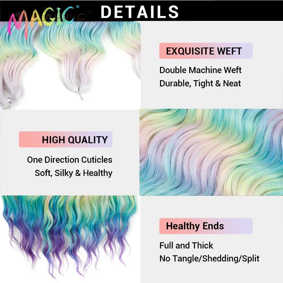 Magique Anna cheveux synthétiques vague profonde tressage Extensions de cheveux 24 pouces eau vague