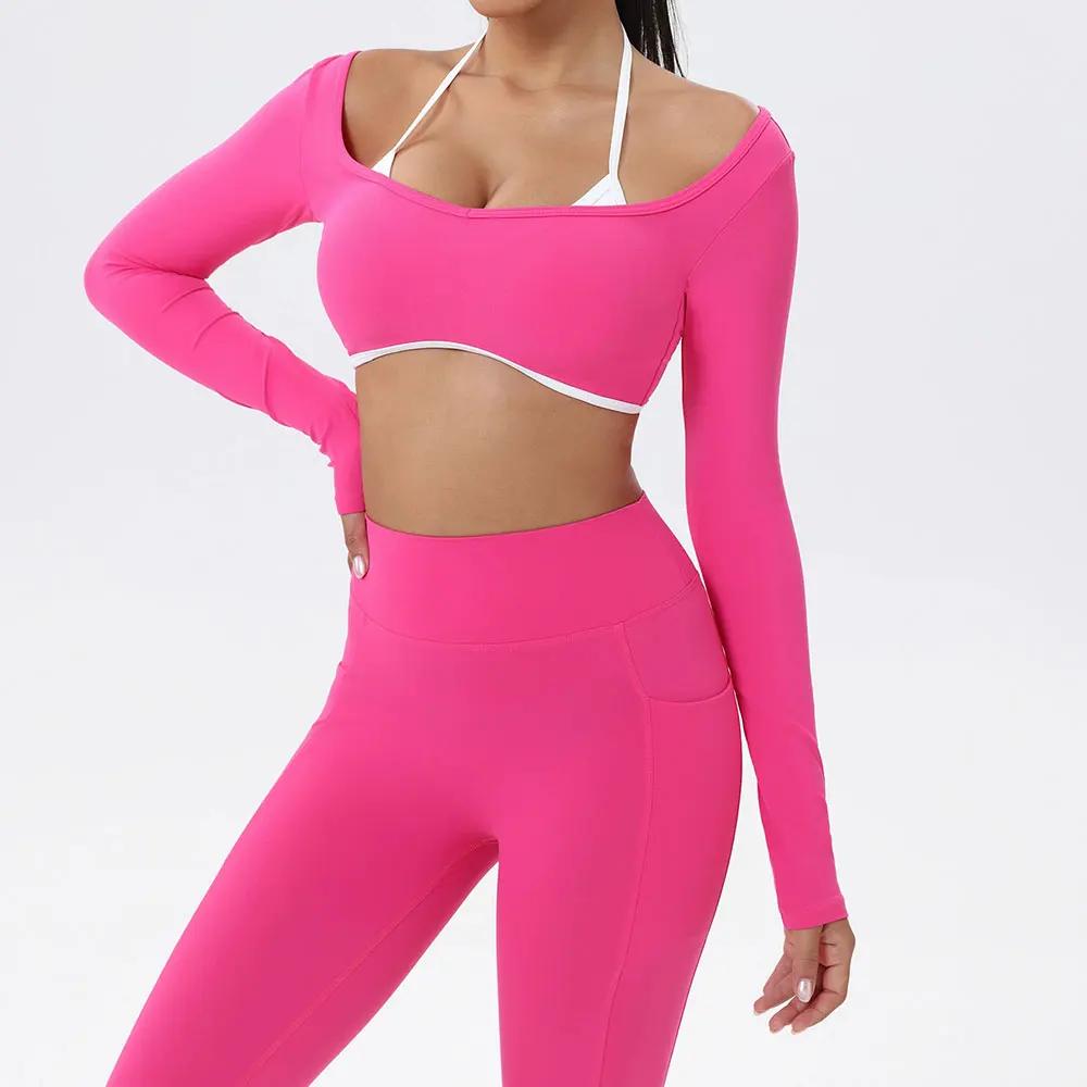 Haut de Sport Sexy pour femmes, T-shirts de Yoga dos nu, chemises de course, d'entraînement, de gymn
