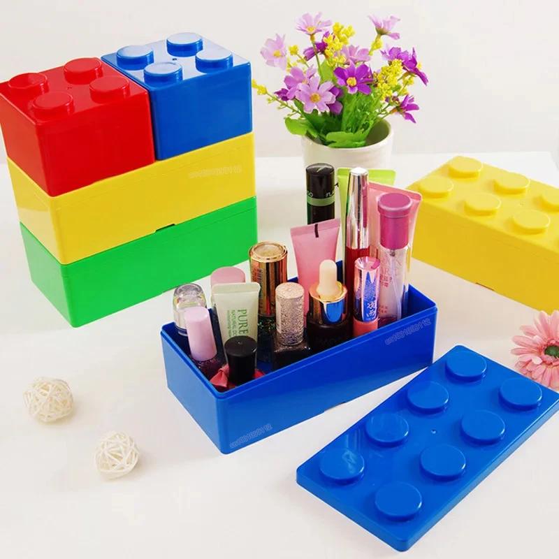 Boîte de rangement de blocs de construction, boîte de maquillage de bureau, boîte de cosmétiques, ga
