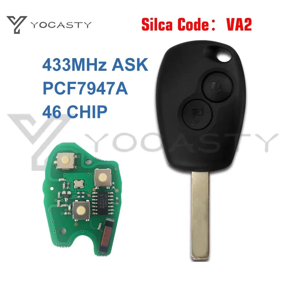 YOCASTY PCF7946A PCF7947A VA2 clé de voiture à distance pour Renault Wind Clio Modus Kangoo Master T