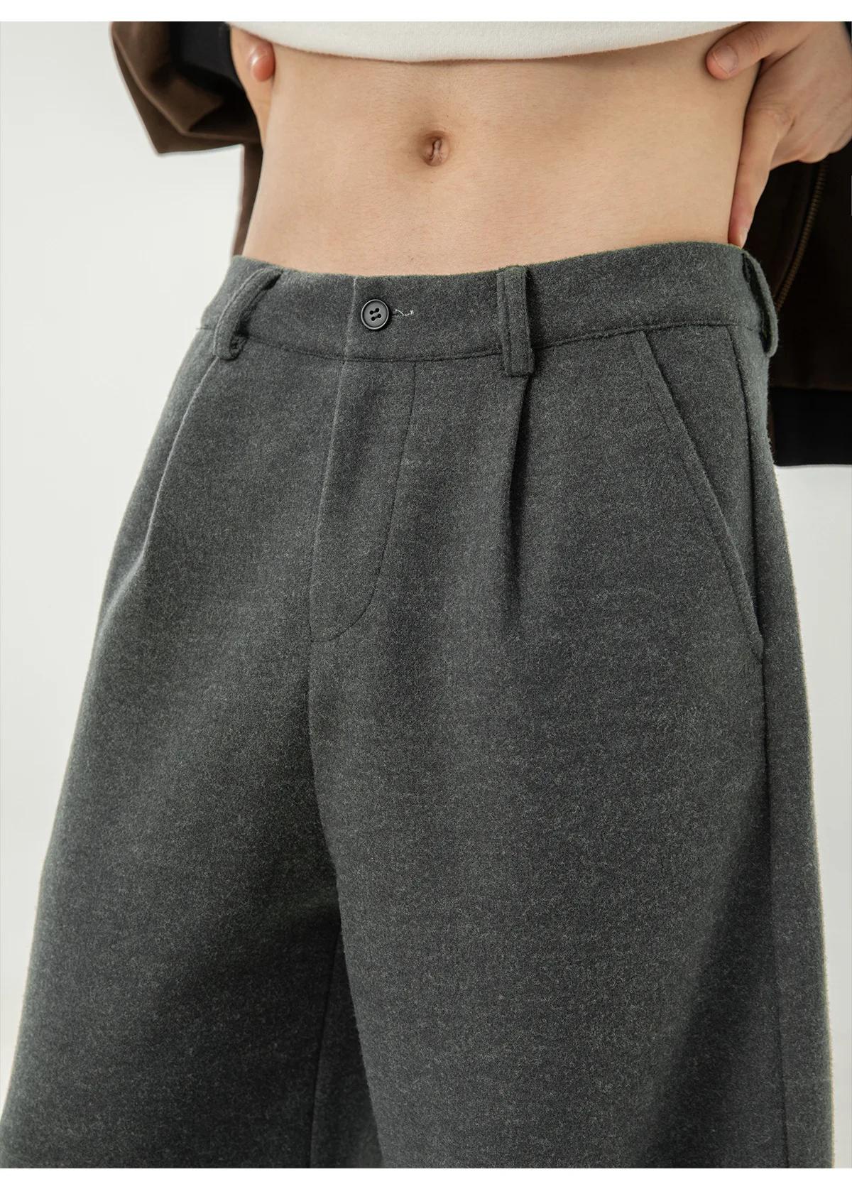Pantalon décontracté en laine texturée pour hommes, drapé, ample, jambe droite, pantalon de costume