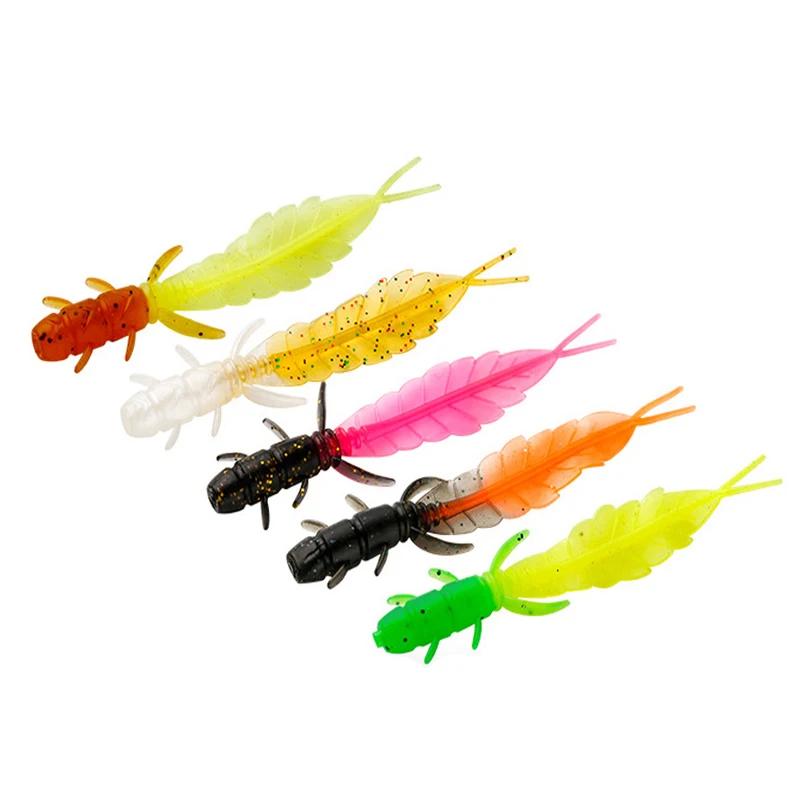 Lot de 5 leurres souples en silicone pour truite, 75mm/1.3g, appât Él, wobJeff, swimbait
