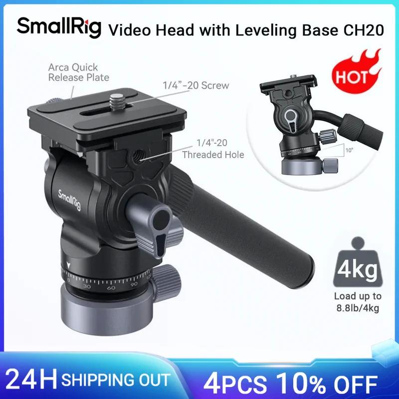 SmallRig – trépied tête vidéo fluide avec Base de nivellement, plaque à dégagement rapide CH20 pour