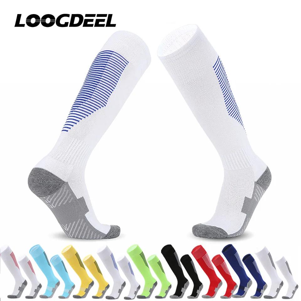 Chaussettes football baseball Loogdeel adultes enfants genou coton Spandex sport longues
