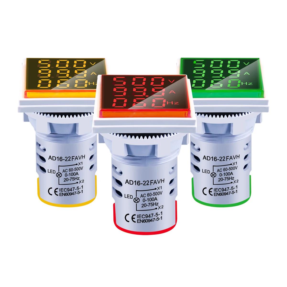 Voltmètre numérique LED AC 60-500V 1-100A, ampèremètre, fréquencemètre HZ, voyants lumineux, testeur