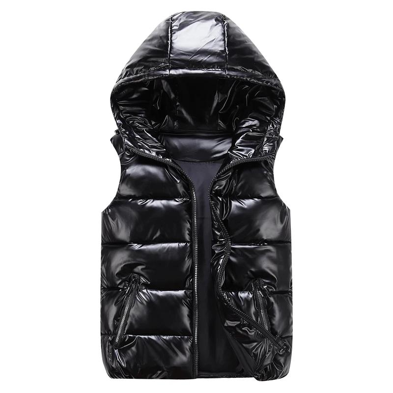 Gilet à capuche classique homme/femme/enfant hiver à capuche gilet en coton brillant gilet décontrac