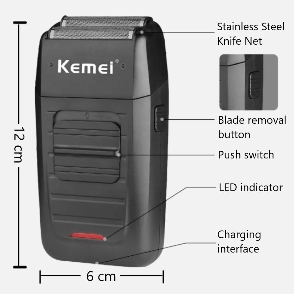 Kemei KM-1102 rasoir sans fil Rechargeable pour hommes double lame rasoir à barbe alternatif soins d