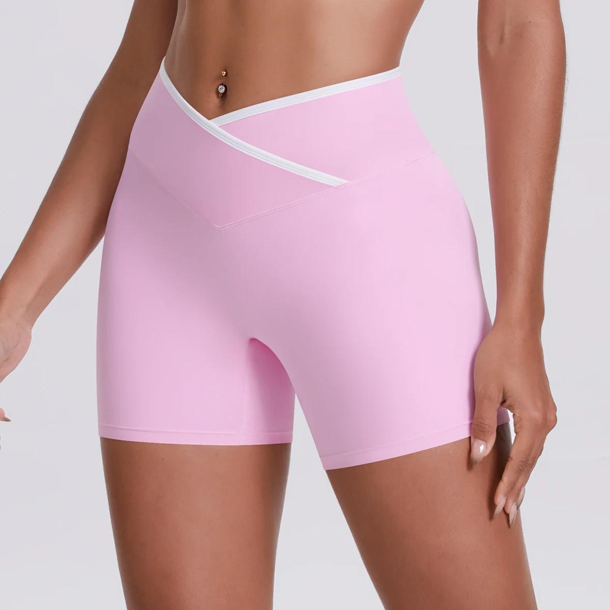 Short de Yoga taille haute pour femmes, Design croisé, séchage rapide, respirant, été, entraînement,