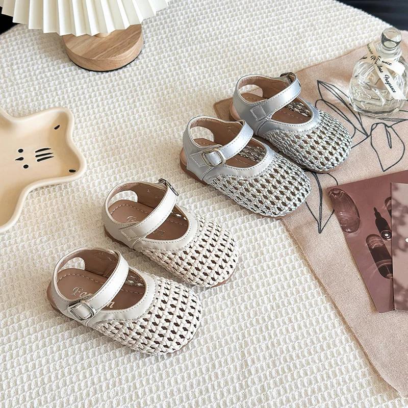 Nouvelles sandales romaines 2026 pour petites filles, sandales tressées princesse avec nœud papillon