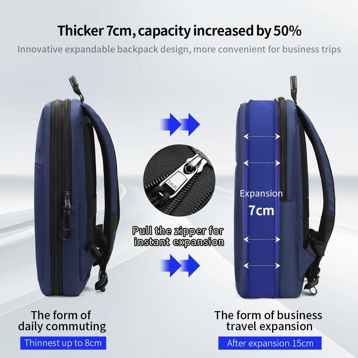 Tigernu sacs à dos extensibles pour hommes 15.6 pouces sac à dos pour ordinateur portable sacs collè