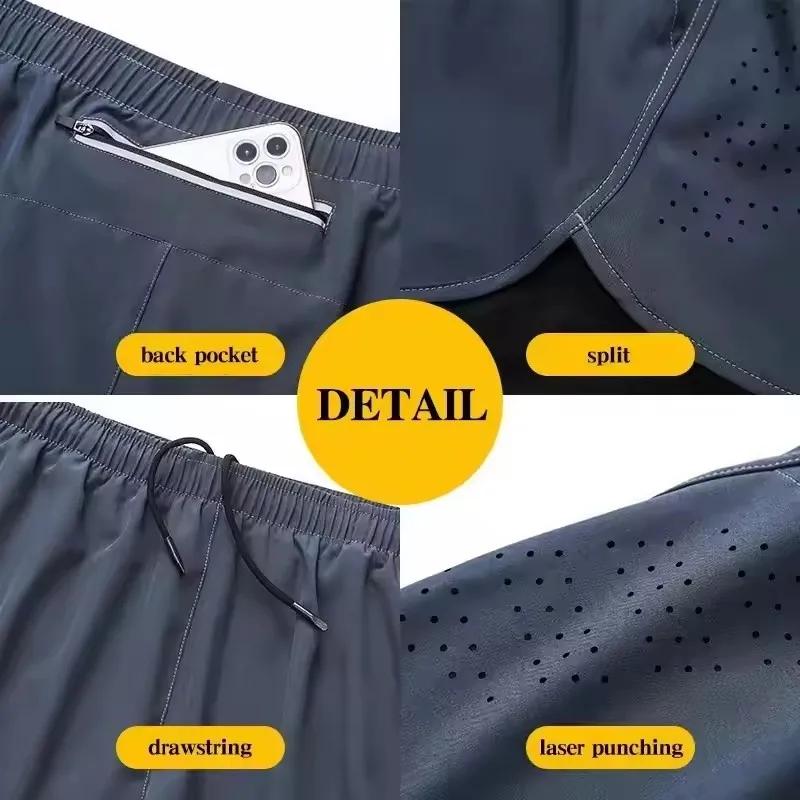 Short de course réfléchissant d'été pour hommes, short de Fitness à séchage rapide, double couche, s