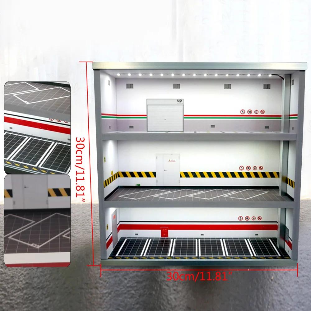 Vitrine de voiture modèle moulé sous pression avec lumière LED, vitrine de garage, vitrine de parkin
