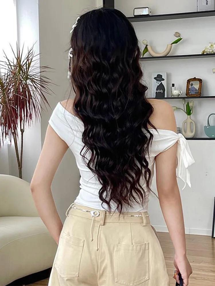 2025 femmes été Ins Style nouveau rétractable plissé une épaule haut court dos nu torsion cravate as
