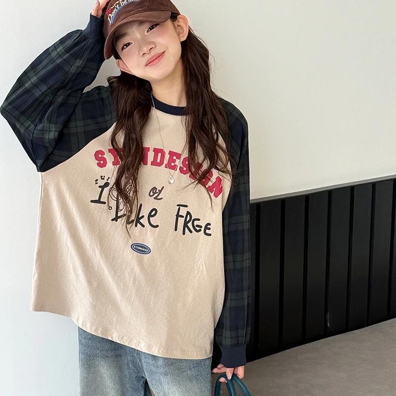 T-Shirt à manches longues pour filles, haut à manches Raglan pour enfants, grande couche de Base en