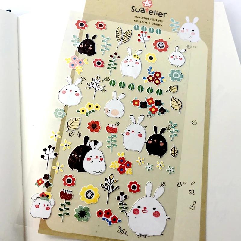 Suatelier Bonny autocollants pour Scrapbooking mignon lapin poubelle Journal autocollant Journal Alb