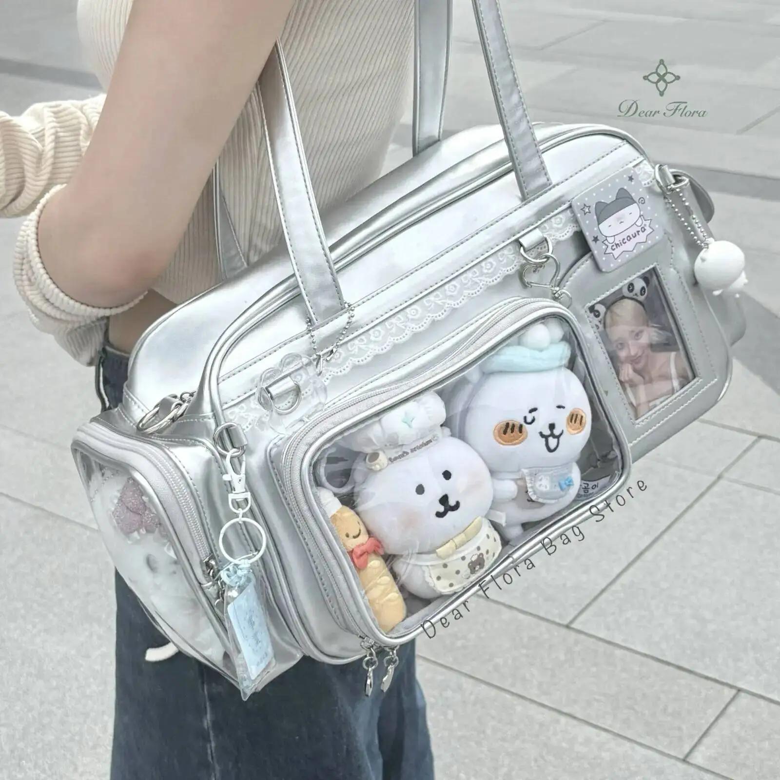 Nouveau sac à bandoulière Y2K grande capacité style JK, sac à dos transparent mignon pour fille, sac