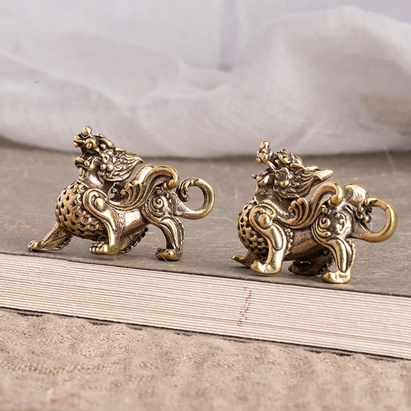 Bête mythique chinoise en cuivre antique, Pixiu, figurine l'inventaire Auckland, ornements en laiton