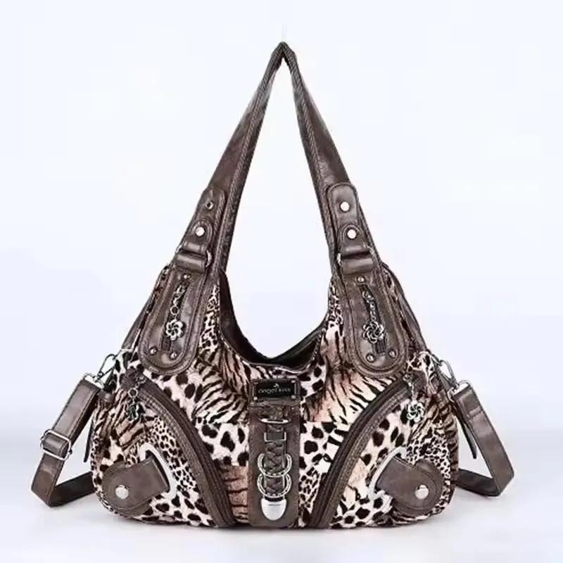 Sac à main polyvalent pour femme, sac à bandoulière léopard, sac à poignée supérieure, sacoche tenda