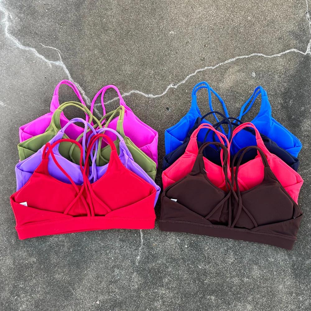 Soutien-gorge de sport push-up femme bretelles croisées - Brassière fitness yoga respirante