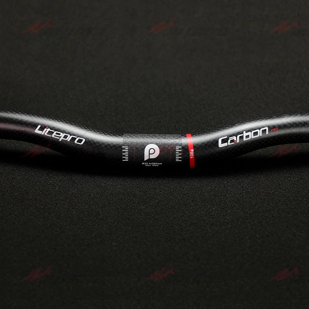 Litepro pliant/BMX 25.4mm 580mm guidon en carbone vtt guidon plat ou montée en Fiber de carbone ultr