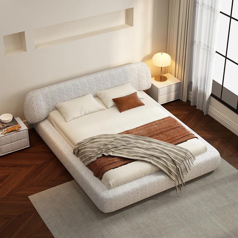 Mariage lits confortables esthétique Double rangement européen lits modernes crème concepteur minima