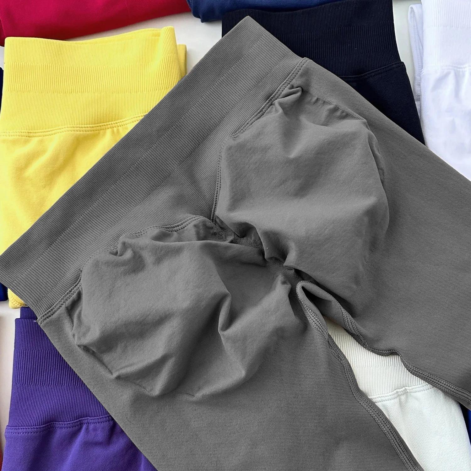Leggings de sport pour femmes, sans couture, taille haute, effet froncé aux fesses, pour yoga, entra
