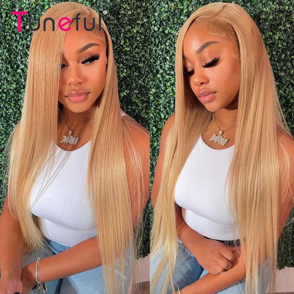 27 # Perruque frontale de cheveux humains de couleur blond miel droite 180% 13x6 HD perruque de ch