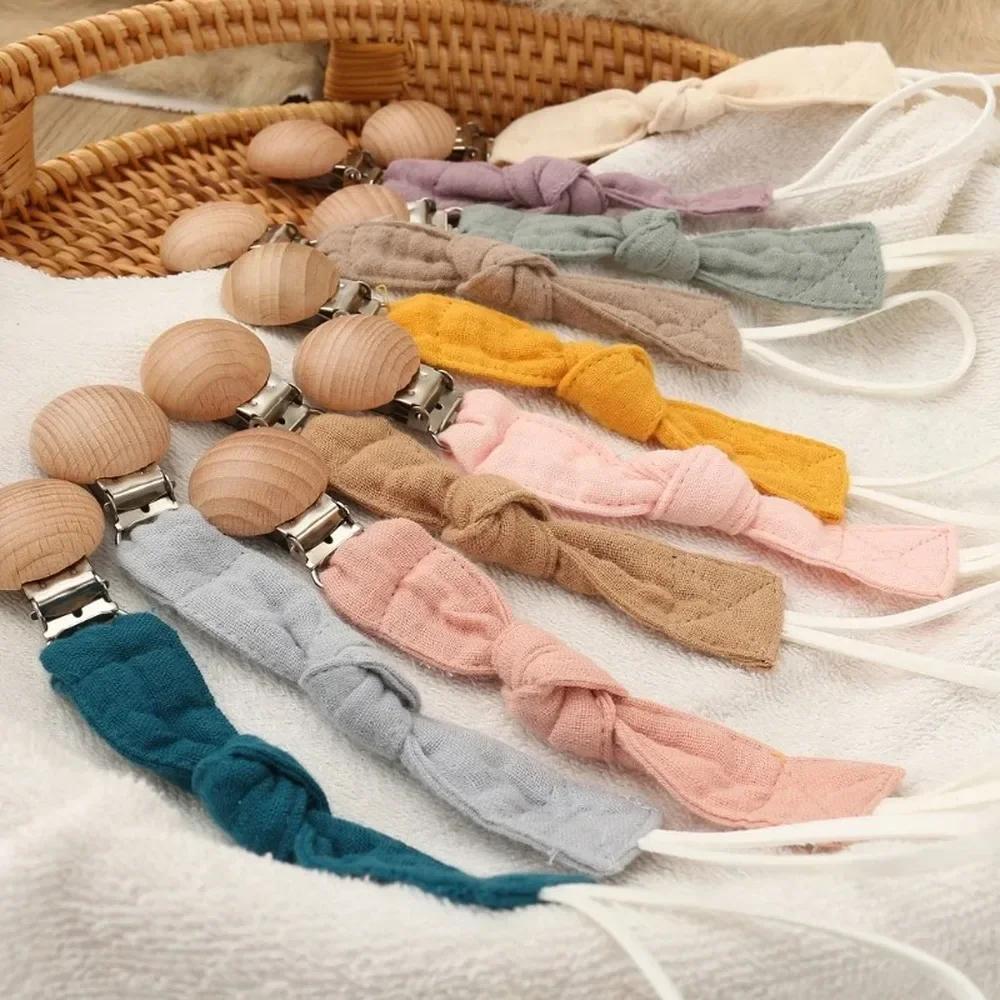 Clips de sucette en bois de hêtre naturel, 5/10 pièces, porte-factice, chaîne, pince à tétine en boi