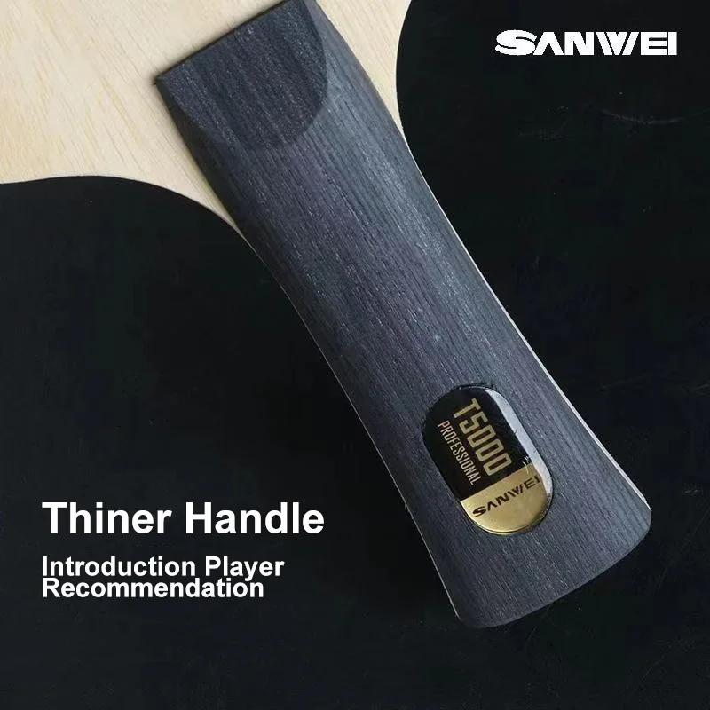 Sanwei-Raquette de ping-pong T5000, 5 lames en bois et 2 carbone, pour adolescents, attaque rapide