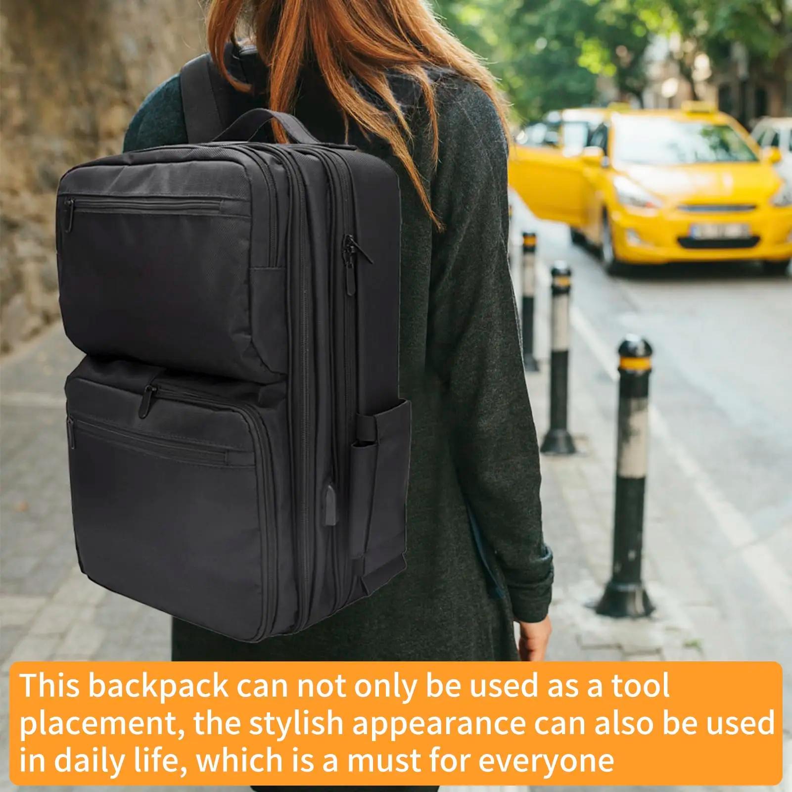 YUNTES sac à dos de voyage de maquillage de barbier professionnel séparateurs réglables USB-grand sa