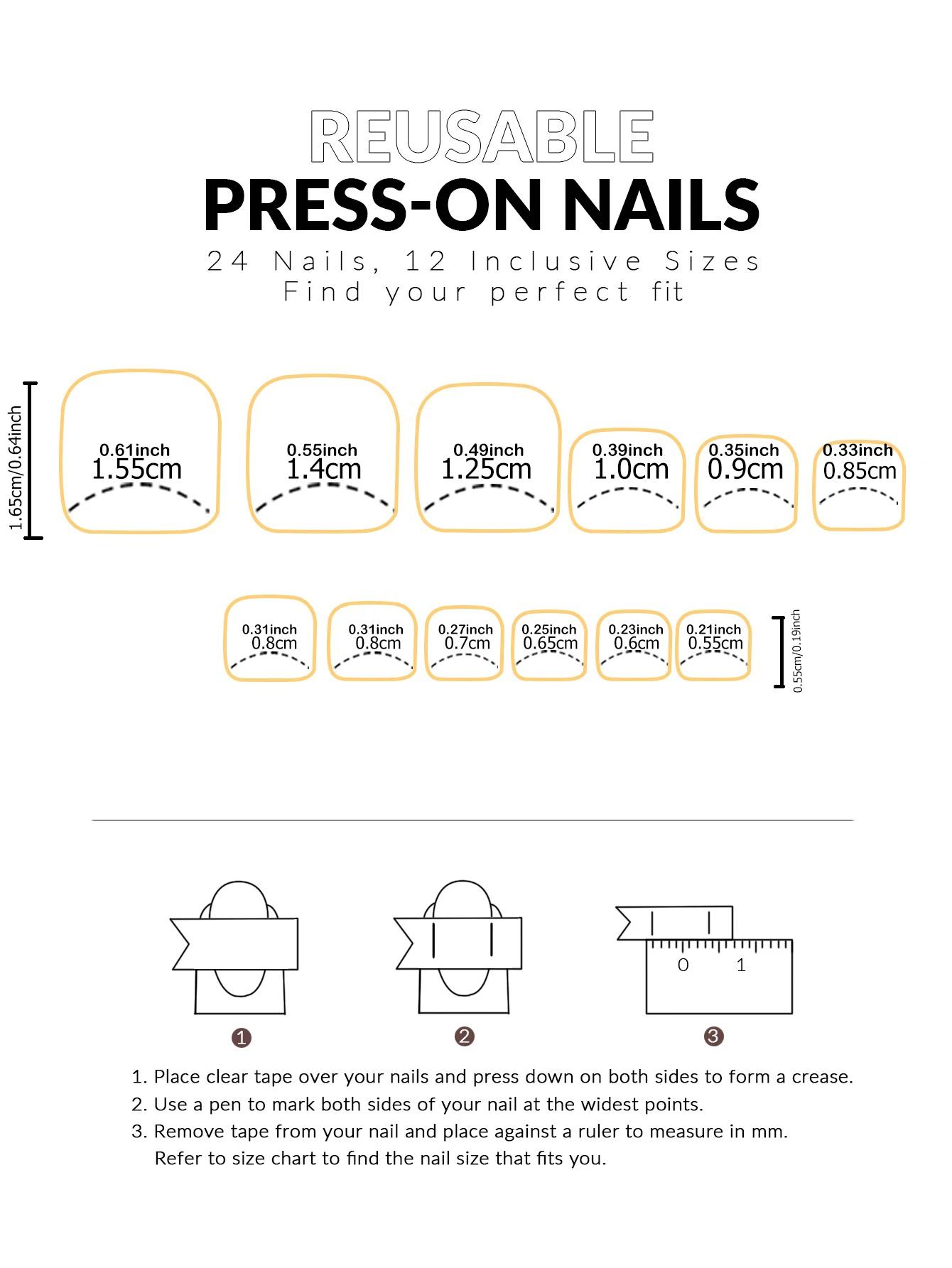 48 pièces français bordure noire armure des mains et des pieds faux ongles brillants entièrement cou