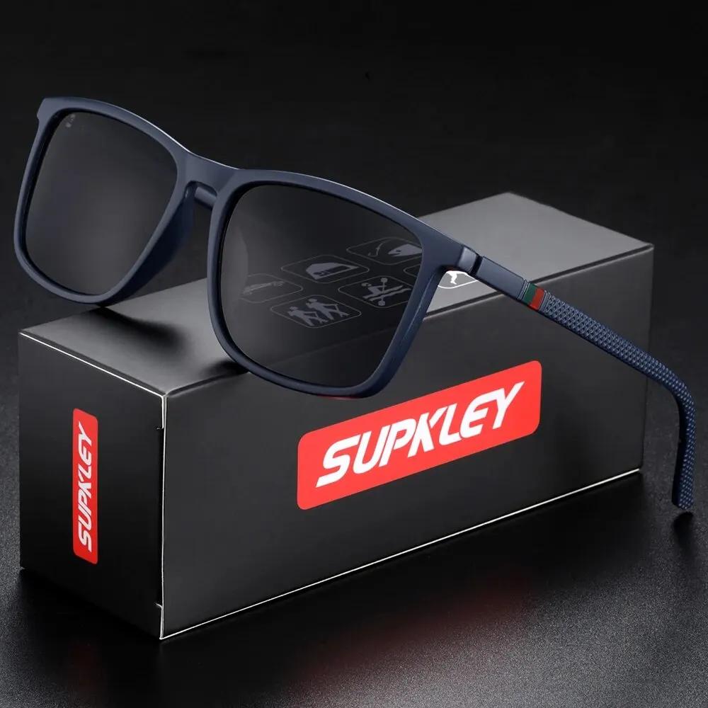 SUPKatteign- Lunettes de soleil de sport polarisées pour hommes, lunettes de soleil carrées pour hom