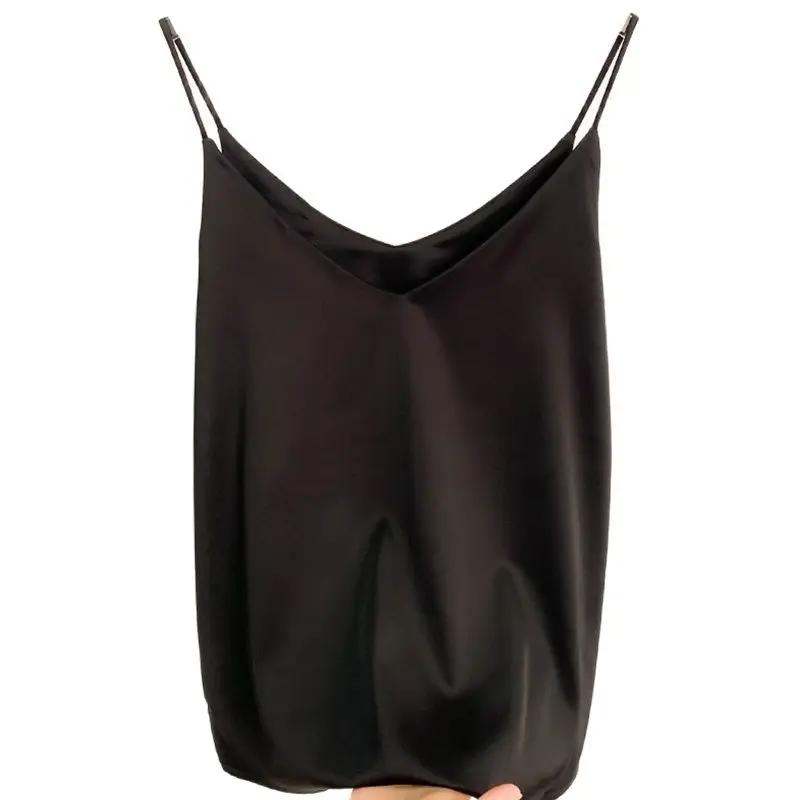 Nouveauté Été 2026 – Débardeur Slim Sexy pour Femme – Col V Sans Manches – Gris Uni – Tops Courts Co