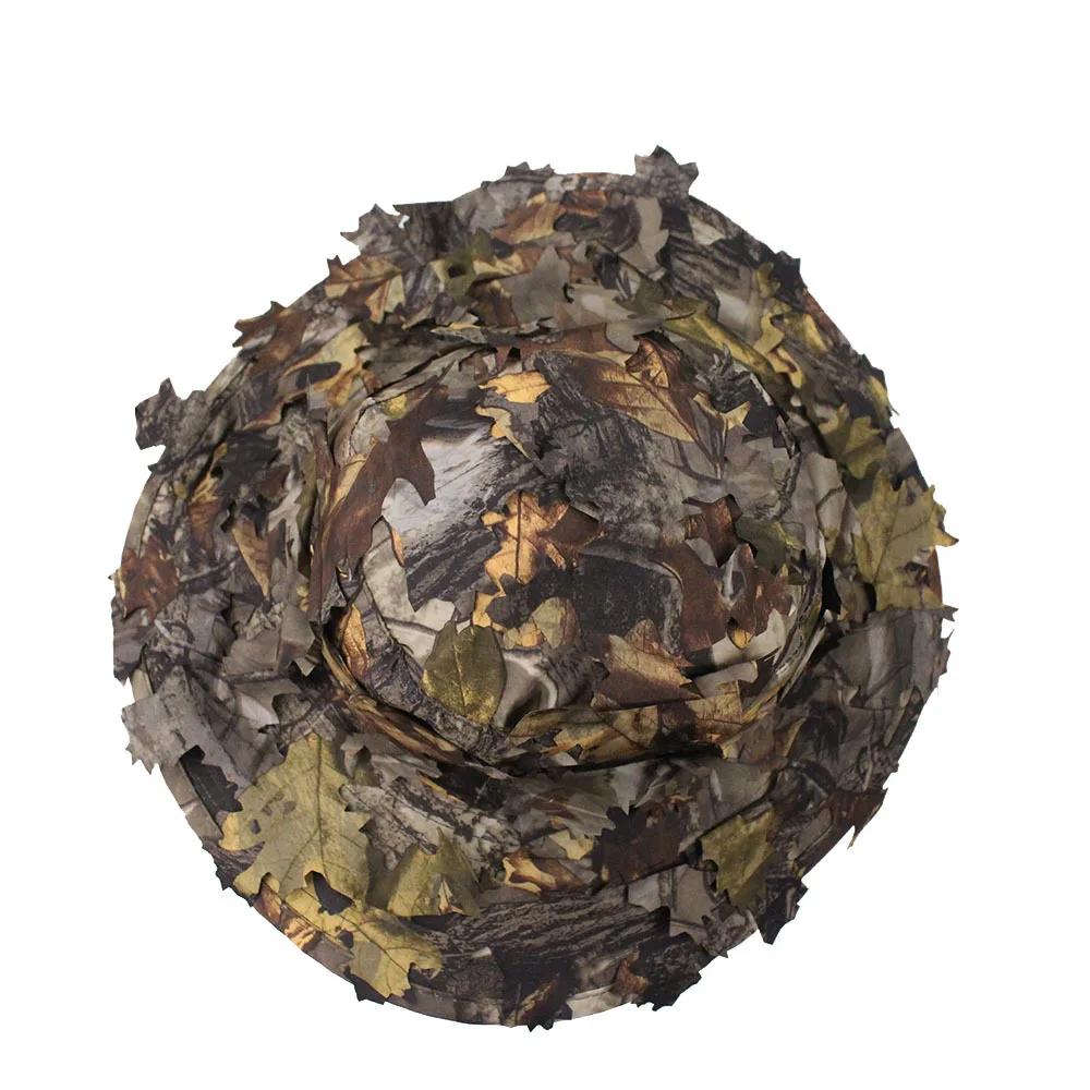 Chapeaux Boonie de Camouflage pour hommes, casquette tactique de Camouflage feuilles 3D, casquettes