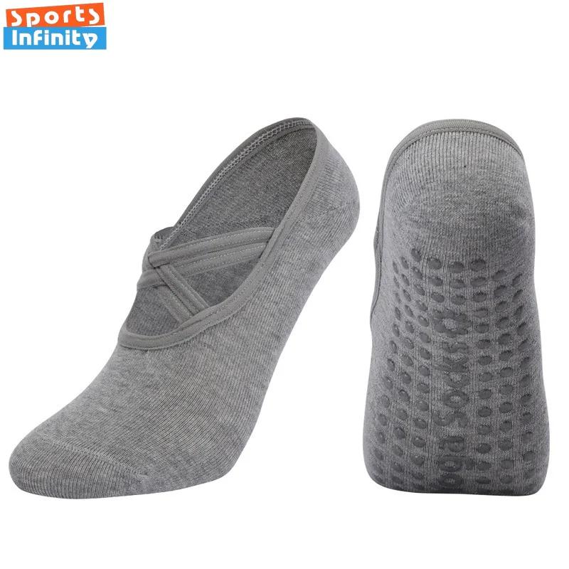 Chaussettes yoga femmes bretelles croisées dos nu - Antidérapantes professionnelles Pilates et ballet