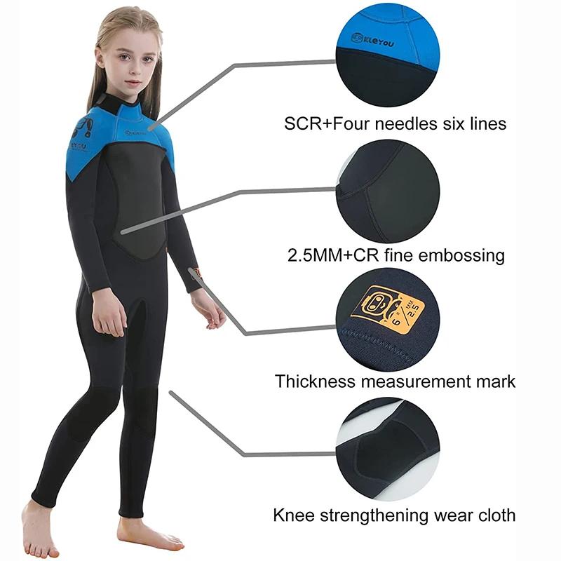 Combinaison de plongée en néoprène pour enfants, 2.5MM, maillot de bain complet thermique pour jeune