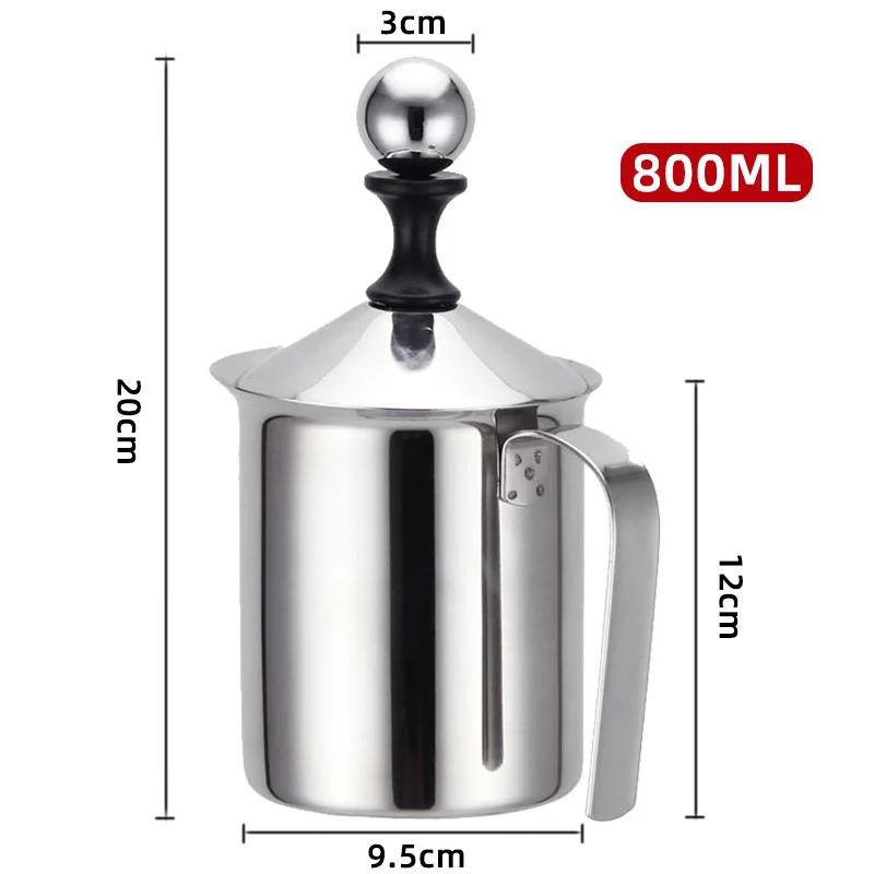 Mousseur à lait en acier inoxydable de 800ML, Machine à mousse à Double maille, mousseur à lait, caf