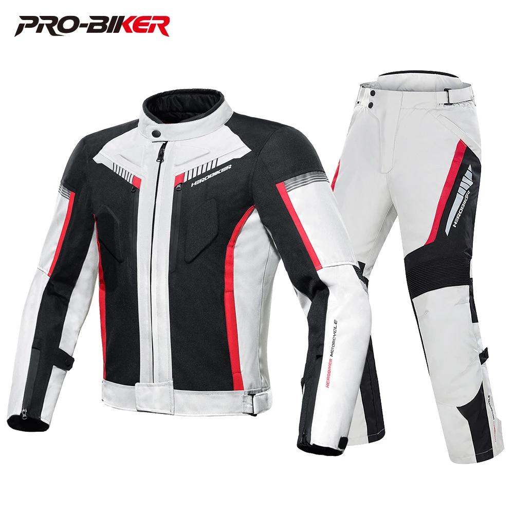 HEROBIKER-Veste de moto imperméable pour homme, veste de course, pantalon de moto portable, veste de