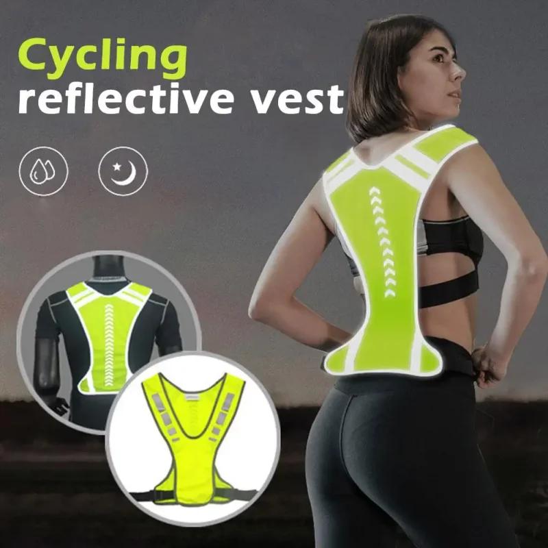 Gilet de sécurité réfléchissant nuit course cyclisme - Équipement sport plein air réglable élastique équitation