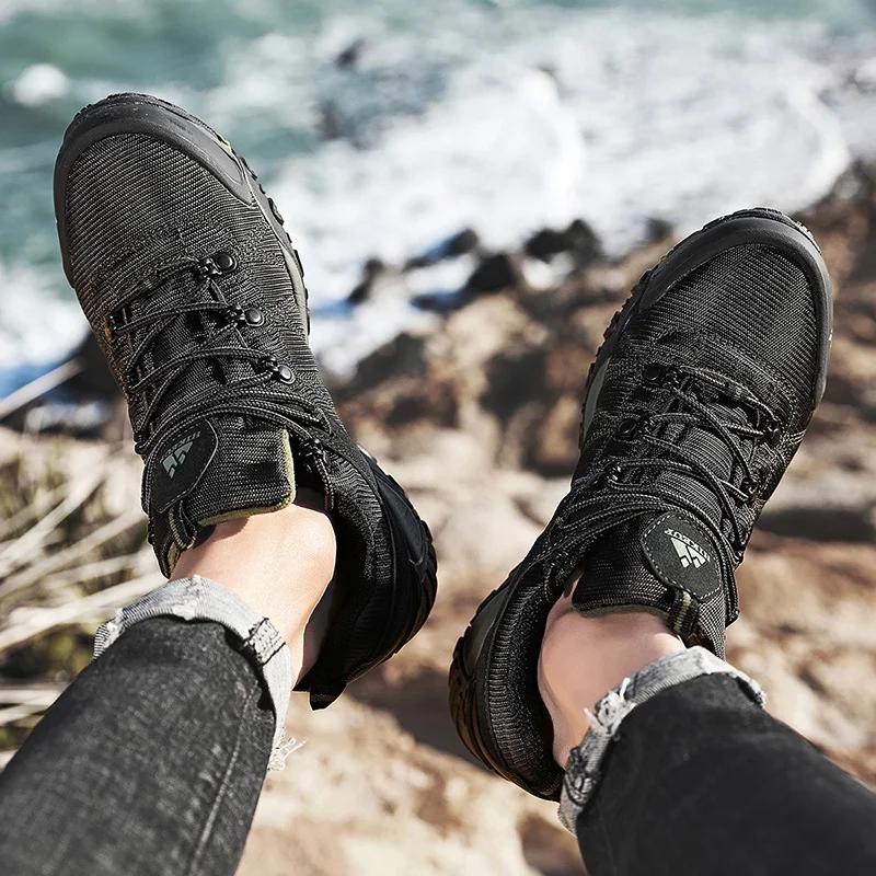 HIKEUP chaussures de randonnée antidérapantes pour hommes vêtements de plein air respirants résistan